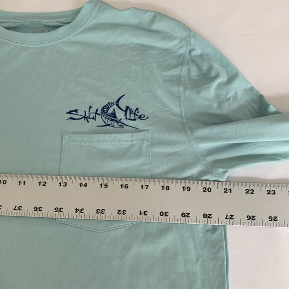 Salt Life Shirt Mens M Light Blue Long Sleeve Performance SLX Fishing Surf Dive - Picture 8 of 9